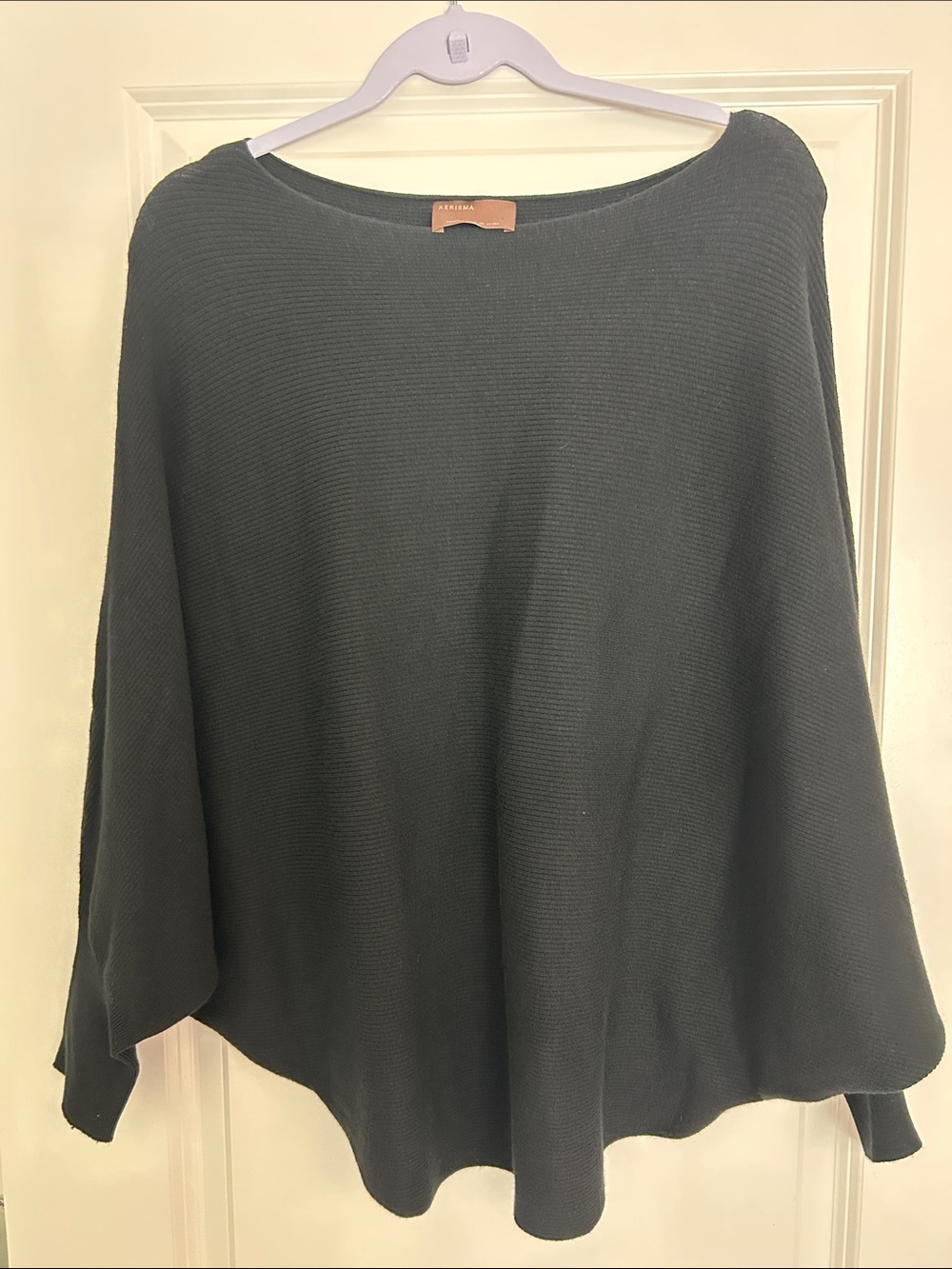 Kerisma Black Off-Shoulder Knit Poncho